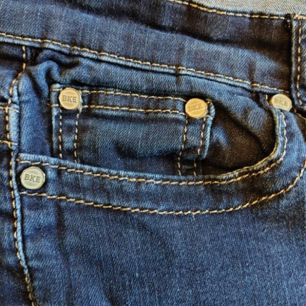 BKE Payton Blue Jeans Women 29x34 Heavy Stitch Low Rise Bootcut Flare Dark Wash - Picture 3 of 14